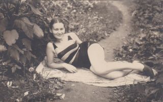 1950s Sexy Young Woman In Swimsuit Sunbathing Fashion Old Soviet Russian Photo