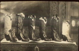 Leather Cowboy Boots Unidentified Advertising? Real Photo Postcard C1920