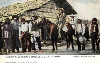 Kootenay Indians St Eugene Mission Cranbrook Bc Native American Vintage Postcard