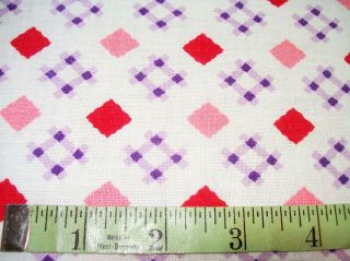 Vintage Feed Sack: Red And Pink Squares On Point On White