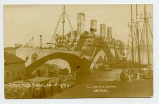 Wwi Ship Hms " Aquitania " In Halifax N.  S.  Vintage Photo Postcard By Macaskill