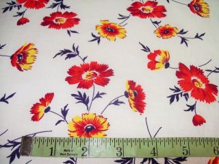 Vintage Feed Sack: Red And Yellow Floral