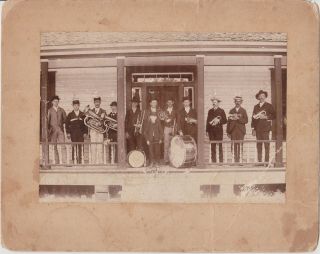 1891 Cabinet Card - The Boys In The Horn Band - Overall Size 8 " X 10 " - 11 Men