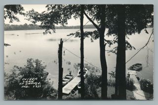 Oliver Lake Boat Docks Rppc Lagrange In Indiana—rare Vintage County Photo 1950