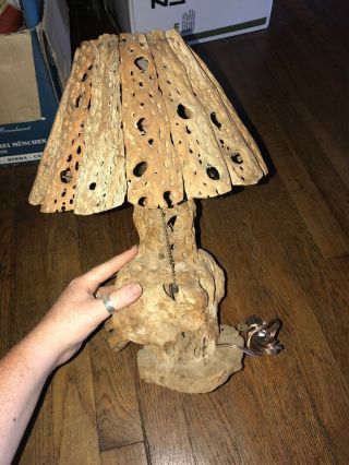 Vintage Saguaro Cactus Wood Lamp Rare