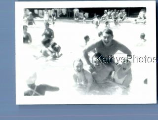 Black & White Photo F,  1589 Men And Pretty Women In Swimsuits Posed In Pool