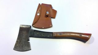 Vintage Bridgeport Boy Scout Axe /hatchet With Leather Sheath