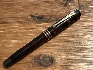 Antique 1916 Parker Duofold Deluxe Brown & Black Pearl Fountain Pen