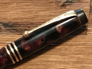 Antique 1916 Parker Duofold Deluxe Brown & Black Pearl Fountain Pen 2
