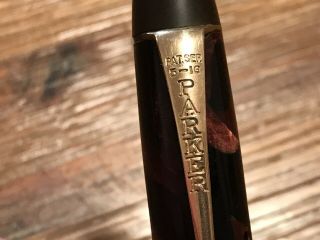 Antique 1916 Parker Duofold Deluxe Brown & Black Pearl Fountain Pen 4