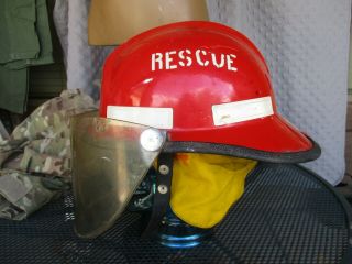Vtg 60s 70s Cairns Red Fire Helmet,  Firefighter Rescue Helmet With Visor