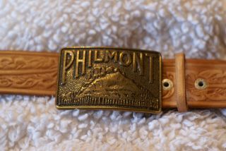Boy Scout Leather Tooled Belt And Buckle From Philmont Scout Ranch Size 40