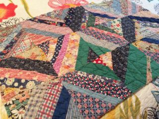 Vtg Ant Old 1930 - 40s Crazy Quilt Cutter Piece Crafts Upcycling 31 X 20