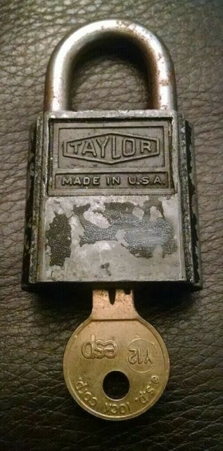 Vintage Brass Taylor Lock Co Padlock Lock Philadelphia Pa Usa With Key