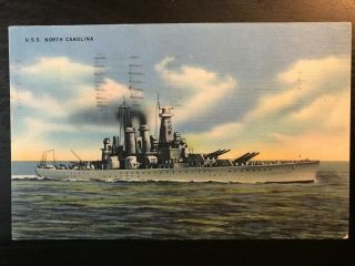 Vintage Postcard 1943 U.  S.  S.  North Carolina Battleship