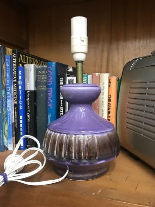 Vintage 50s 60s Retro Purple Table Lamp Light Australian/ West Germany Pottery ?
