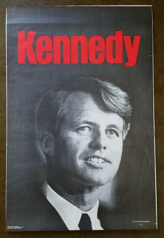 1972 Vintage Large Robert (bobby) Kennedy Presidential Campaign Poster