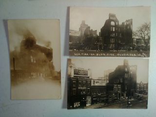 5 Real Photo Postcards 1915 Fire At German Fire Insurance Building Peoria Ill.