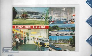 60s Multi View Of Thessaloniki Greece Airport Cont/l Postcard