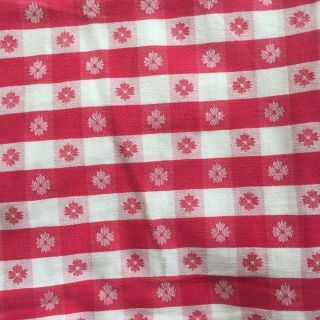 Vintage Red And White Checked Tablecloth,  9.  5 Ft X 4 Ft