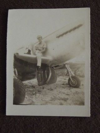 U.  S.  Pilot Sitting On Wing O His Fighter Plane Vtg 1940 