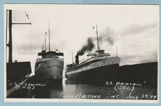 Real Photo S,  Keewatin (c.  P.  R. ) & S.  S.  Hamonic (c.  S.  L. ) Port Arthur Ont July 29/4