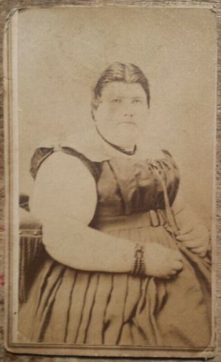 C1870 Cdv Photo Civil War Era Circus Fat Lady 513lbs Phoebe Dunn Elgin,  Il Obese
