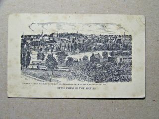 Bethlehem Pennsylvania Pa Imprint Woodcut From 1860 