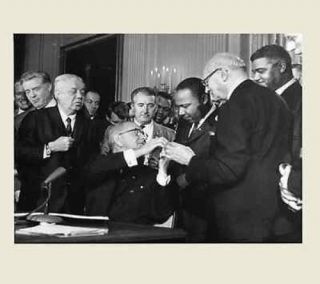 1964 Lyndon Johnson Signs Civil Rights Act Photo,  Hands Pen To Mlk,  Black Rights
