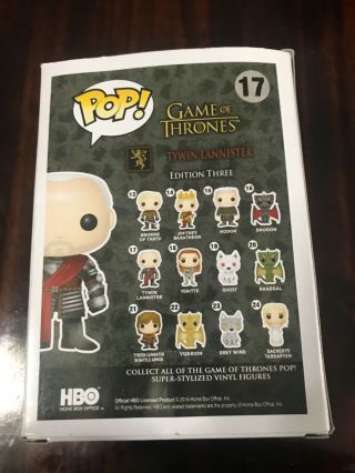 Tywin Lannister Funko Pop Game of Thrones 17 Box Slightly Silver 4