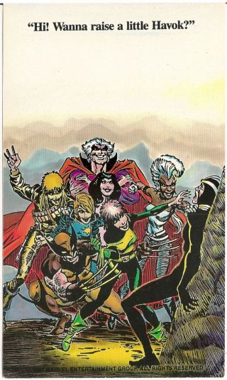 " Wanna Raise A Little Havok? " Postcard Marvel Comics 1987