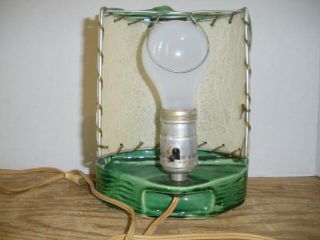 Vintage Retro Mid Century Modern Green Panther Cougar Cat TV Lamp with Shade 3