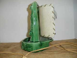 Vintage Retro Mid Century Modern Green Panther Cougar Cat TV Lamp with Shade 4