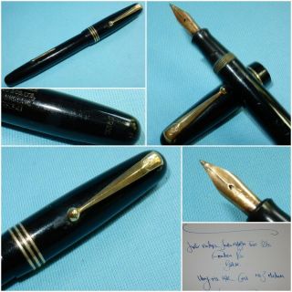 Vintage Swan Mabie Todd 3360 Fountain Pen - Black - 14k Gold No 3 Medium Nib