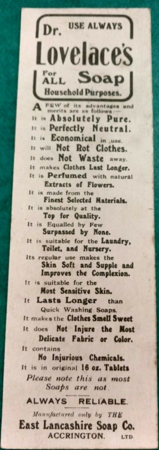 Set x 2 England UK Old Advertisement Soap Co Accrington LTD Dr Lovelaces 4