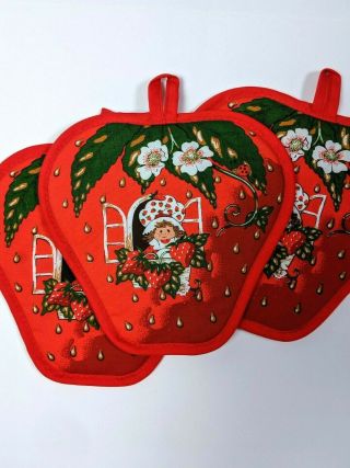 Vintage Strawberry Shortcake Pot Holders 1980 American Greetings Collectible