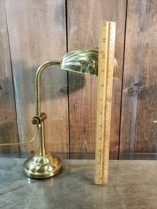 Vintage Brass Art Deco Desk Lamp With Shell Shade Club Style Adjust Height CHIC 5