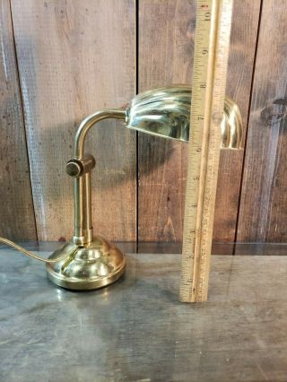 Vintage Brass Art Deco Desk Lamp With Shell Shade Club Style Adjust Height CHIC 6