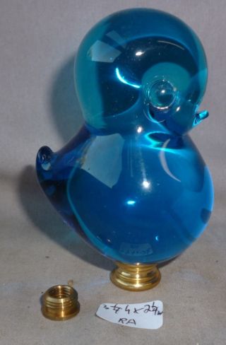 Lamp Finial Murano Blown Blue Crystal Art Glass Bird 3 1/4 " H (ra)