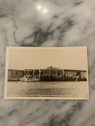 Vintage Postcard Rpcc Muecke’s Marine Gas Station Seabrook Texas Real Photo Esso