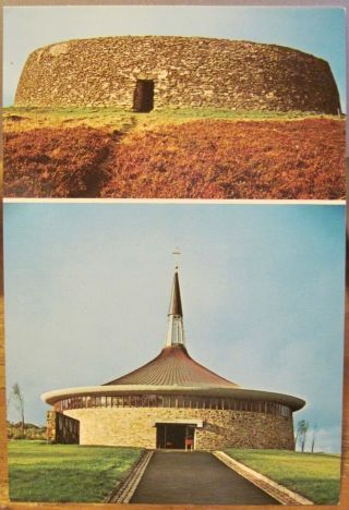 Irish Postcard Grianan Of Aileach Ring Fort Church Donegal Ireland Grant Bros