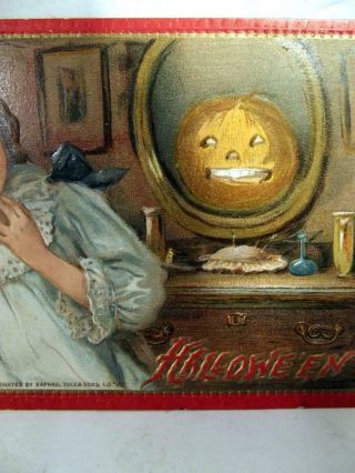 Vintage Pumpkin Mirror Raphael Tuck Halloween Series No 174 Postcard 1910 3