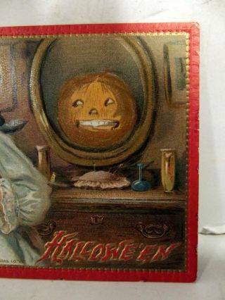Vintage Pumpkin Mirror Raphael Tuck Halloween Series No 174 Postcard 1910 4