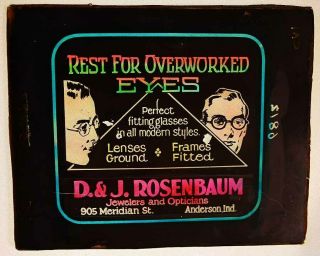 Antique D&j Rosenbaum Jewelers Opticians Ad Anderson Indiana Magic Lantern Slide