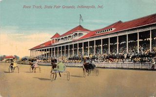 Indianapolis,  Indiana Harness Racing At State Fair Grounds Litho - Chrome Pc
