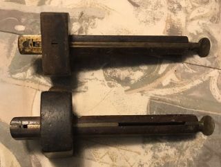 Vintage Wood & Brass Depth Gauge Measuring Device Carpentry Tools & Square