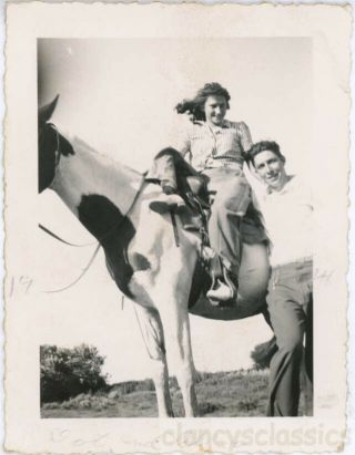 1944 Dot Rides Sidesaddle Allen Holds Her
