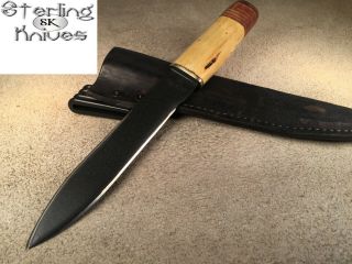 10 - 1/8 " Oa Custom Usa Spear Point Fixed Blade Knife 1095hc Steel J.  S.  Johnston