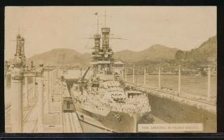 Panama Canal Zone 1920 Real Photo Postcard U.  S.  S Arizona In Pedro Miquel Rppc