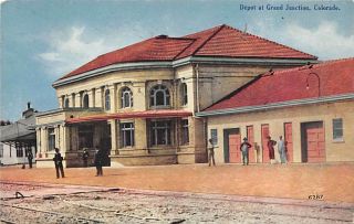 Grand Junction,  Colorado Denver And Rio Grande Railroad Depot Vintage Postcard